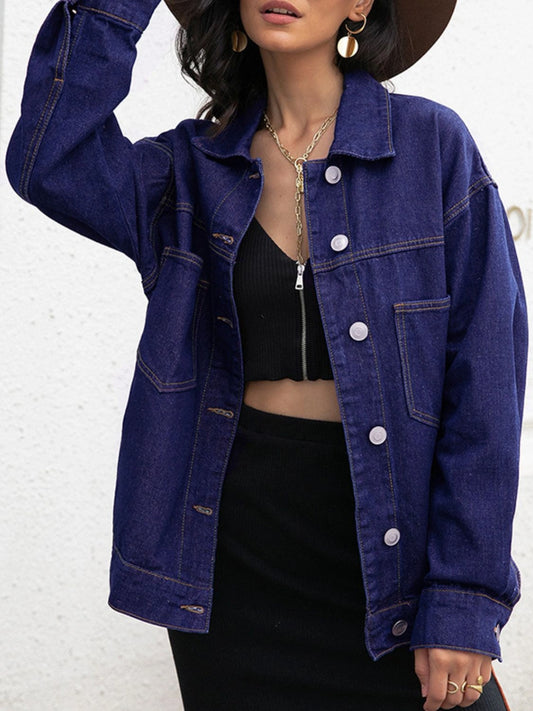 Timeless Buttoned Denim Jacket Dark