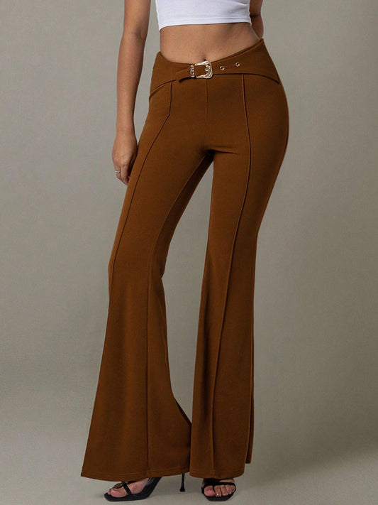 Soft Belted Fabric Trousers
