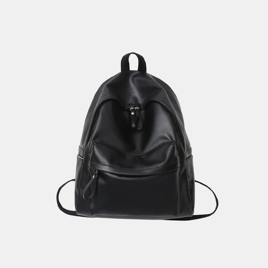 Sleek Leather Zip Backpack