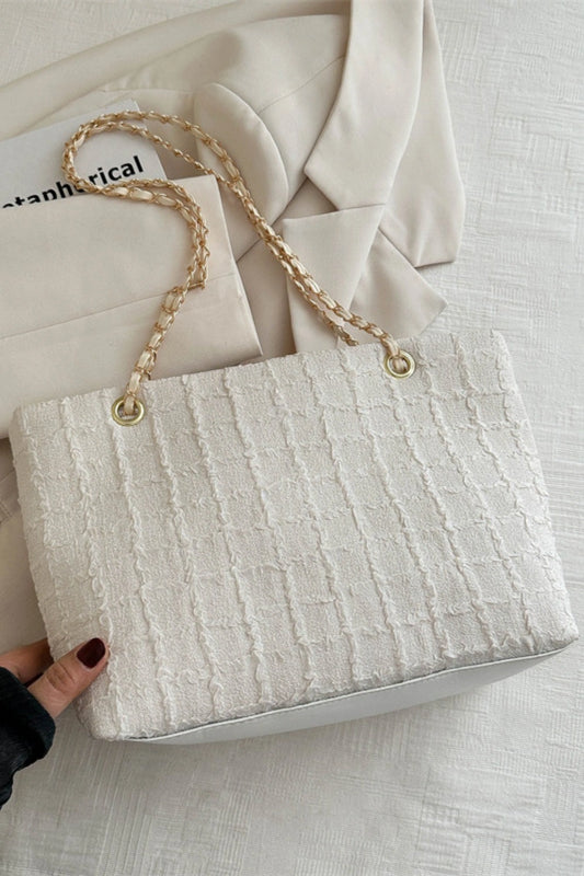 Polyester Texture Chain Totebag White