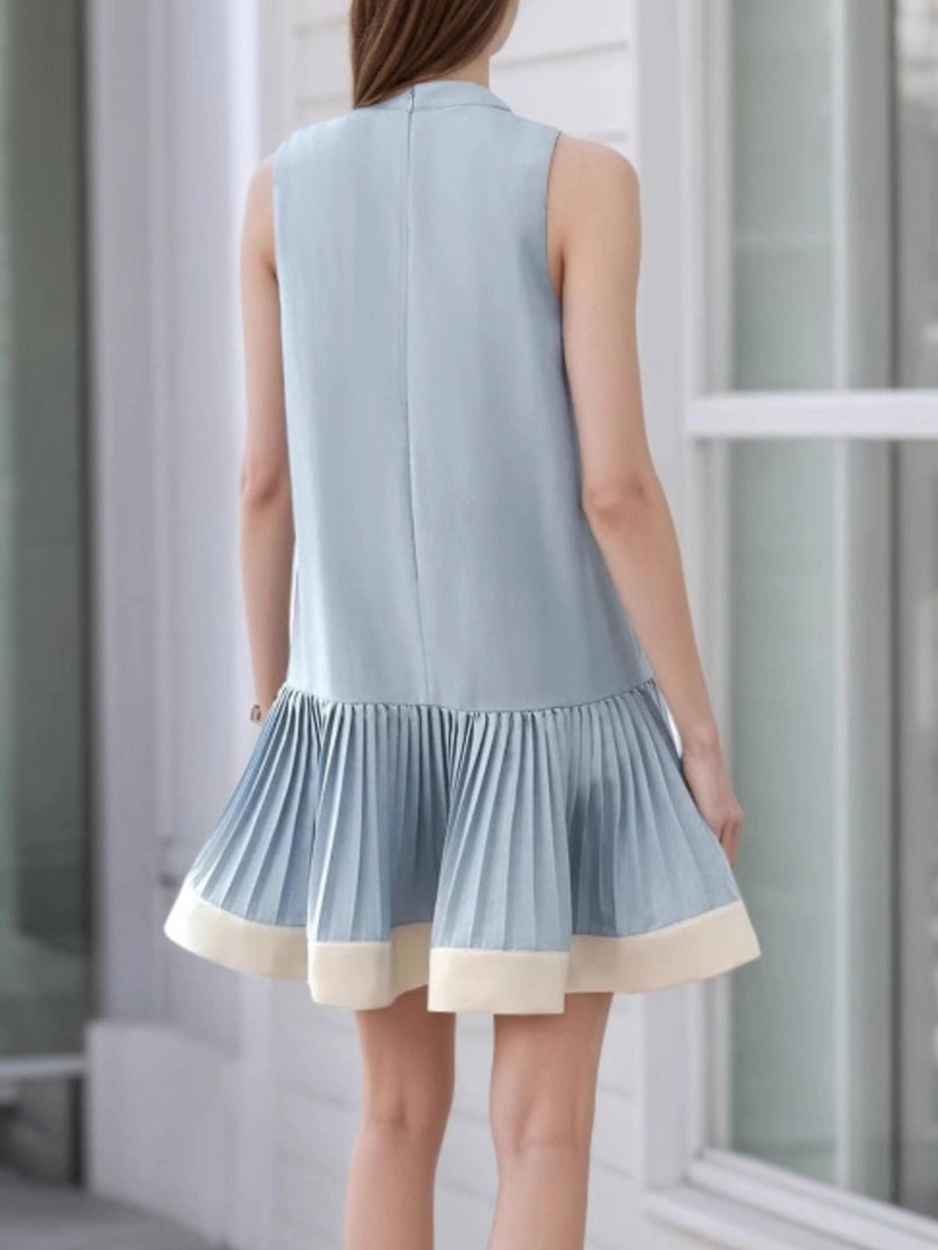 Light Blue Pleated Dress