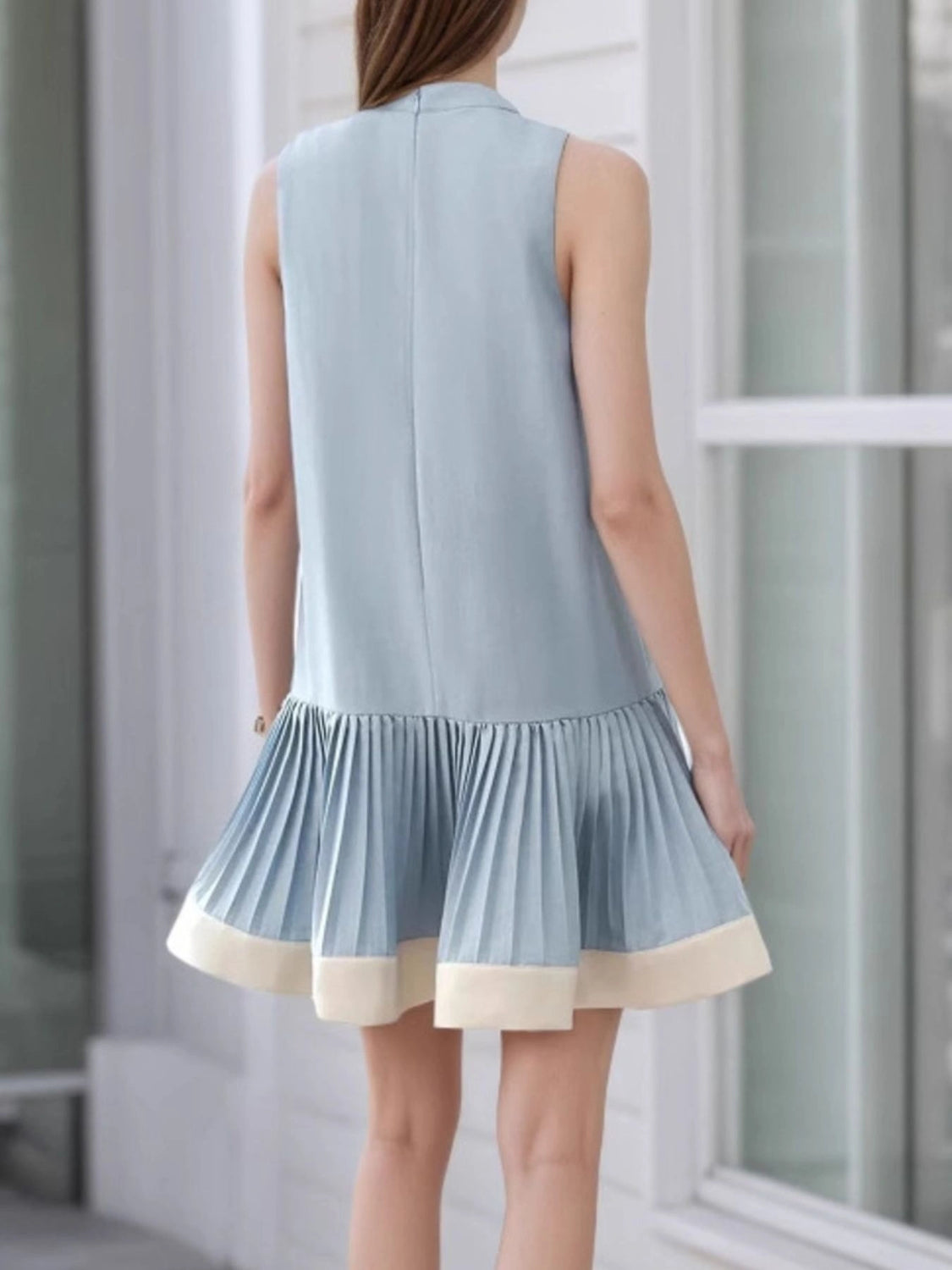 Light Blue Pleated Dress